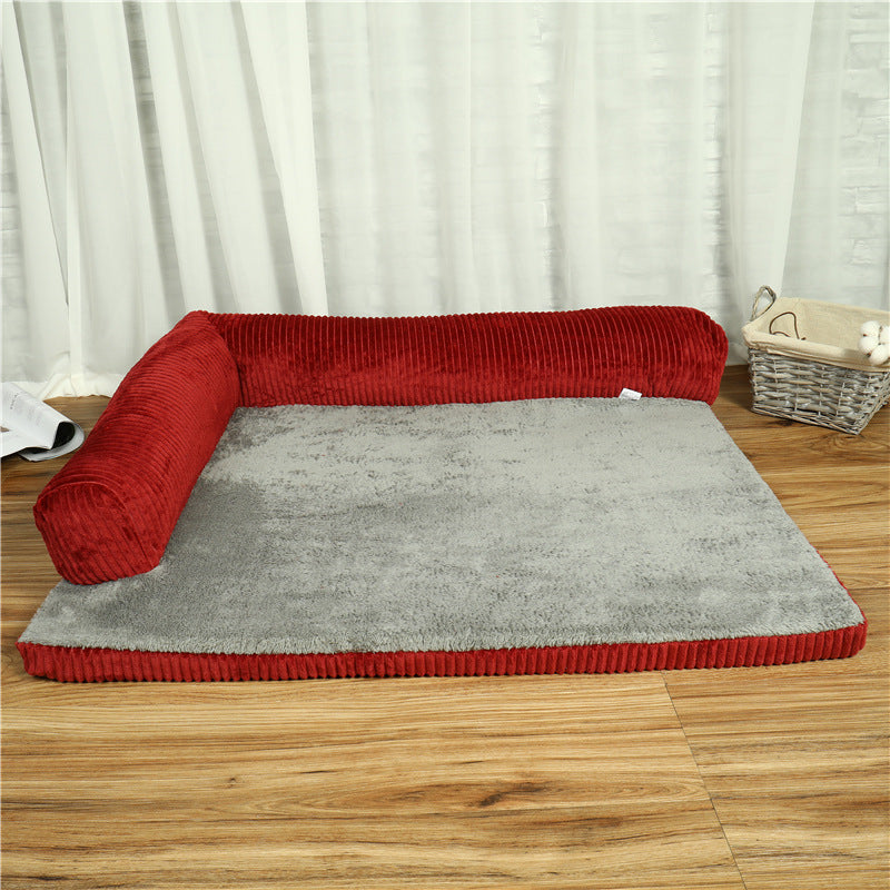 Corduroy Pet Dog Bed Soft Washable Sofa Bed Non Slip Bottom