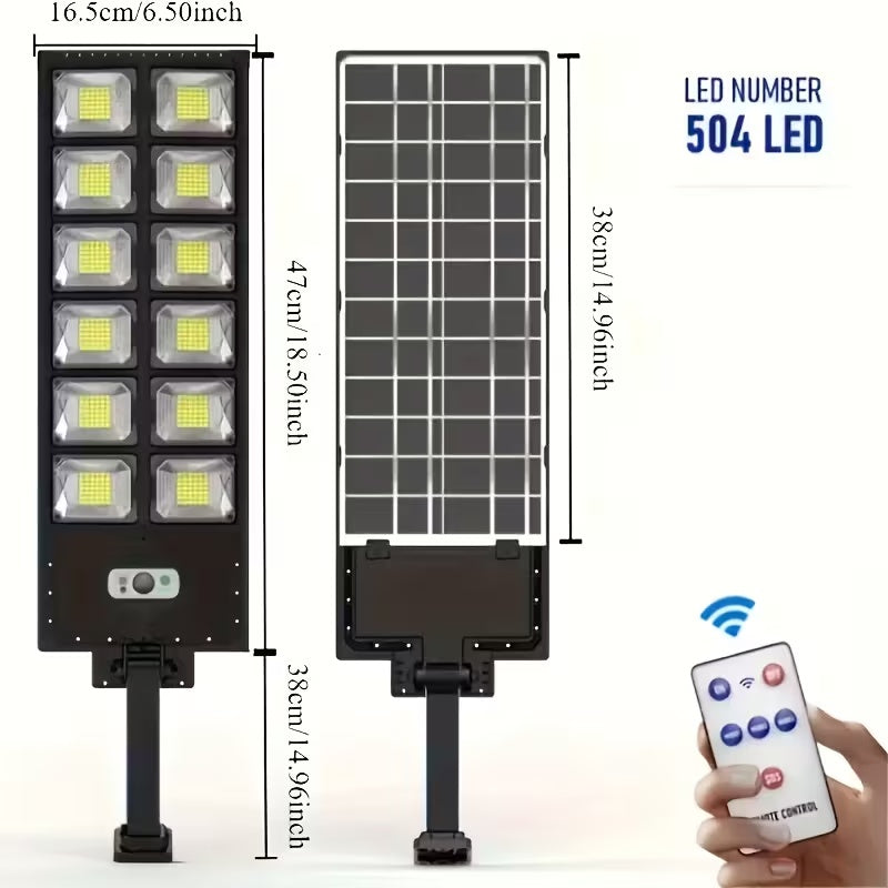 Ultra Bright 504 LED Solar Motion Sensor Street Light Remote