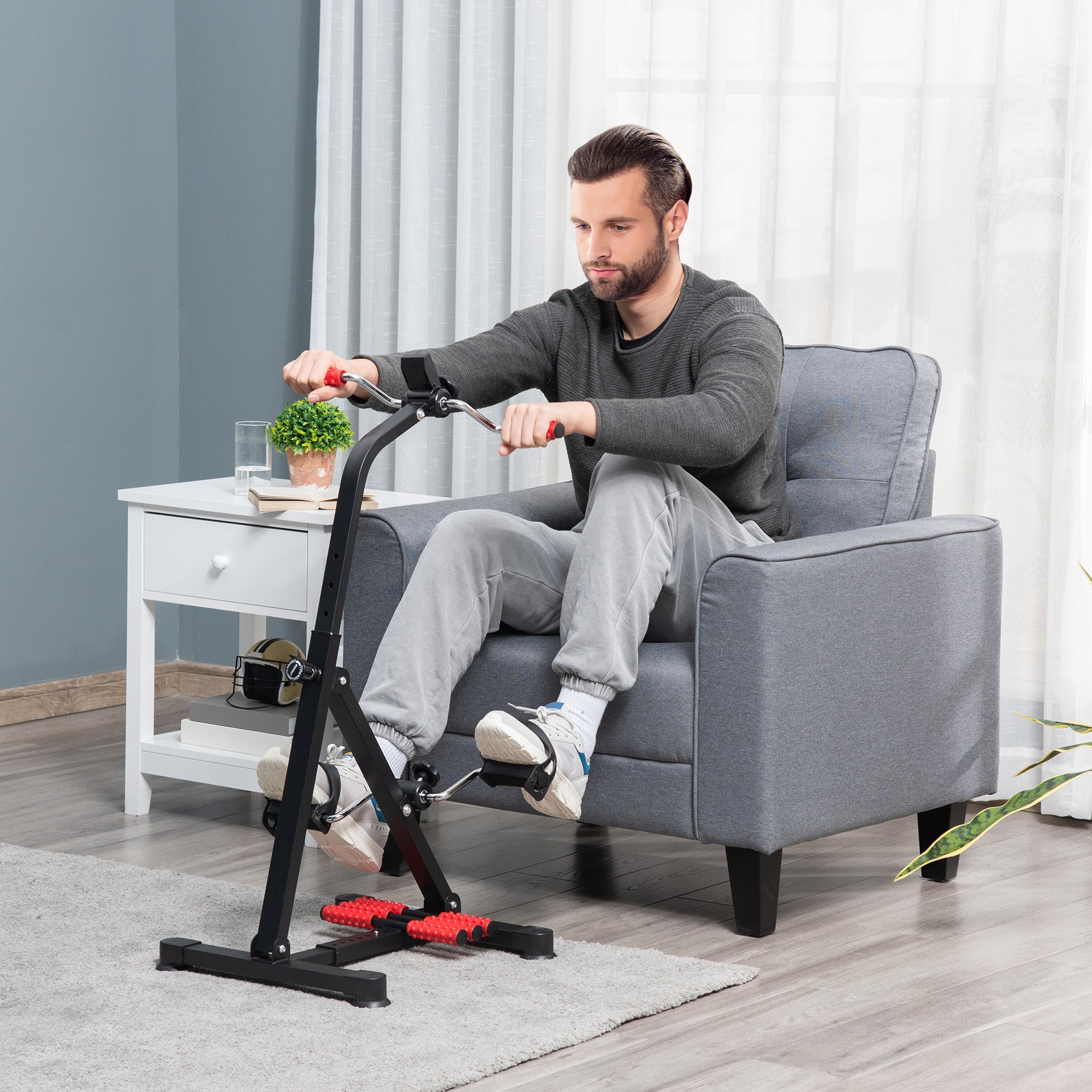 Adjustable Pedal Exerciser with LCD Display for Full Body Rehab