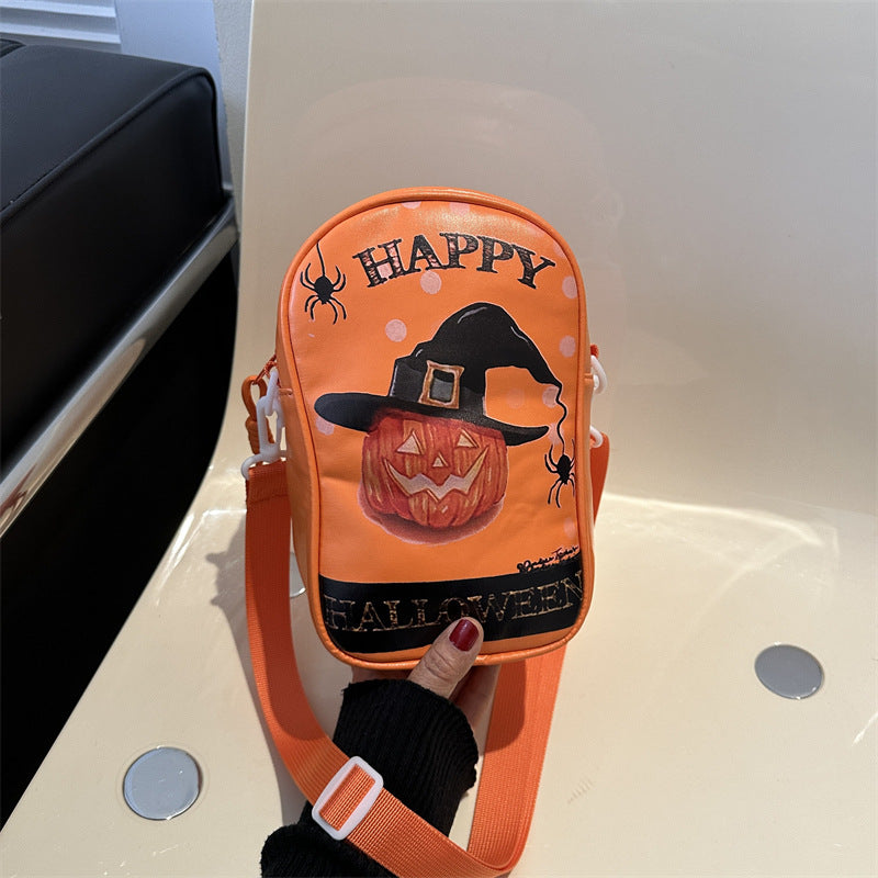 Halloween Graffiti Crossbody Phone Bag Pumpkin Ghost Bat Cartoon Mini Bag