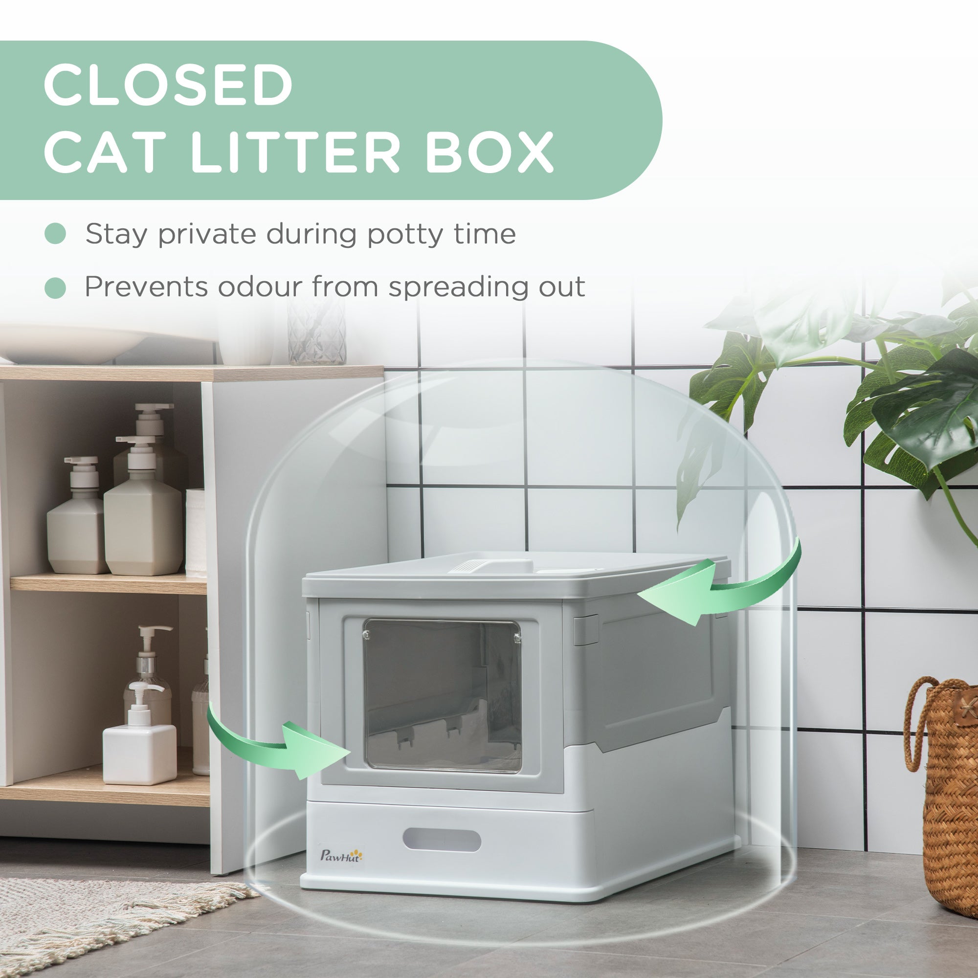 Premium Enclosed Cat Litter Box Front Entry Top Exit Design