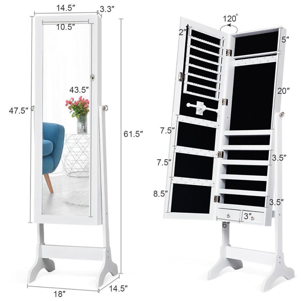 Luxury Lockable Mirrored Jewelry Cabinet Organizer Storage