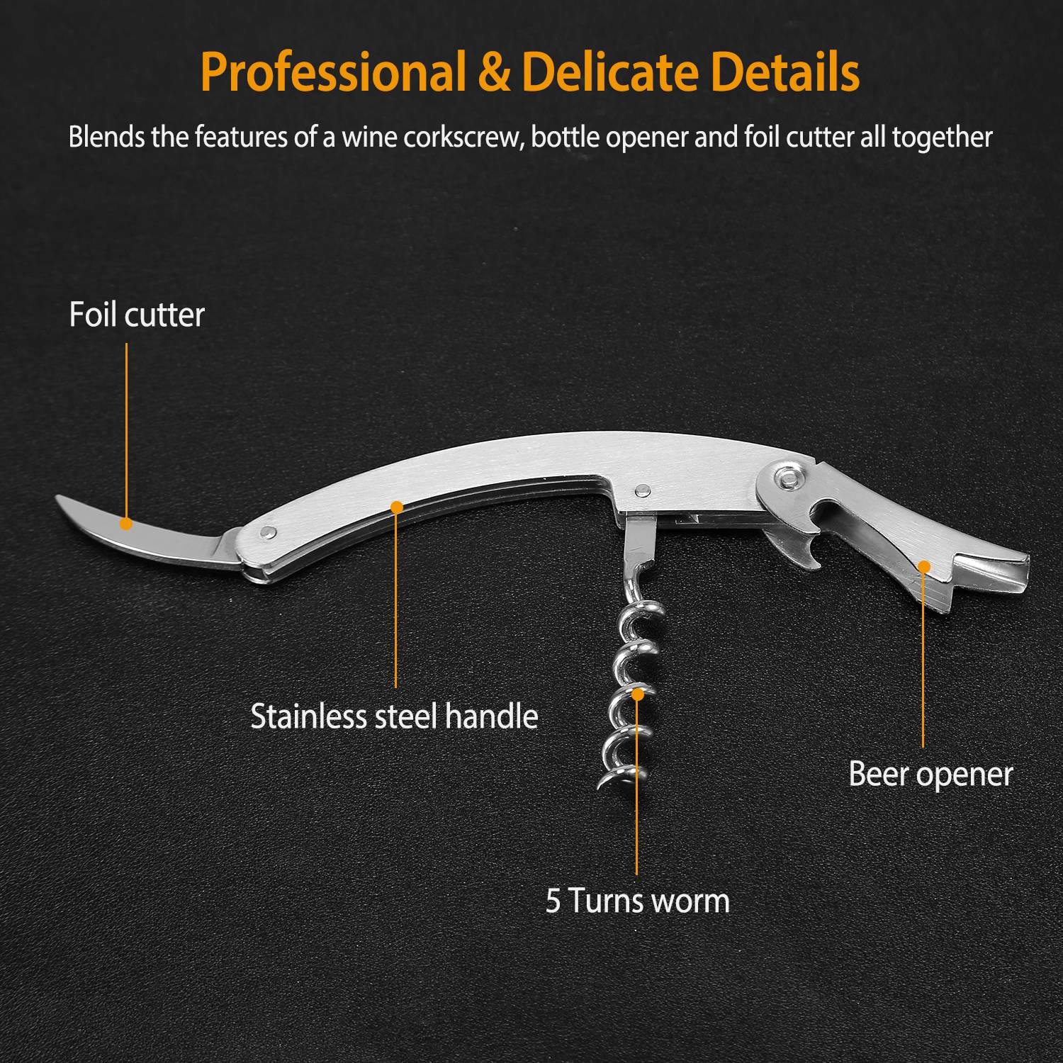 3PCS Wine Opener Set Corkscrew, Foil Cutter & Stopper Kit