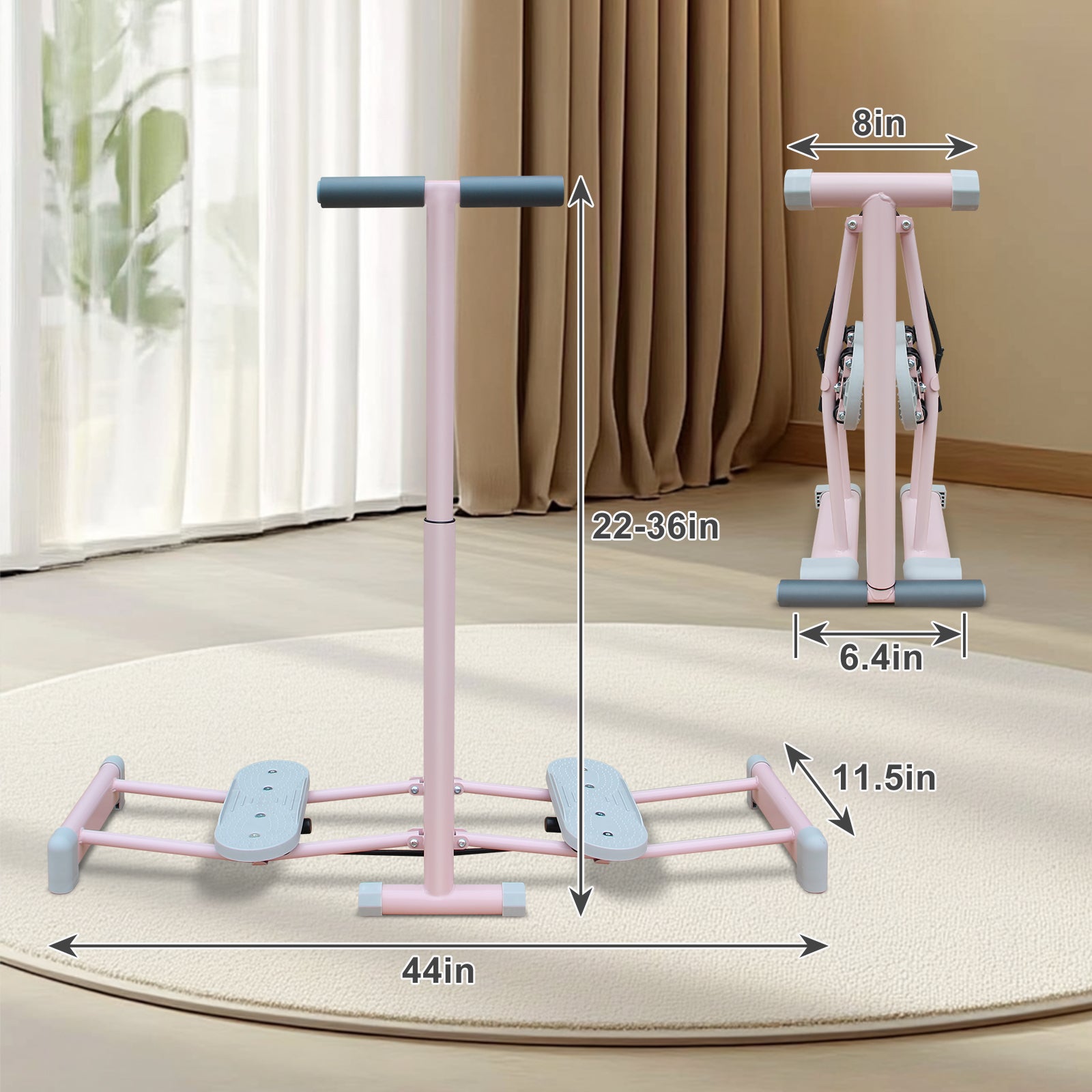 Foldable Ski Machine Trainer with Adjustable Resistance Home Fitness