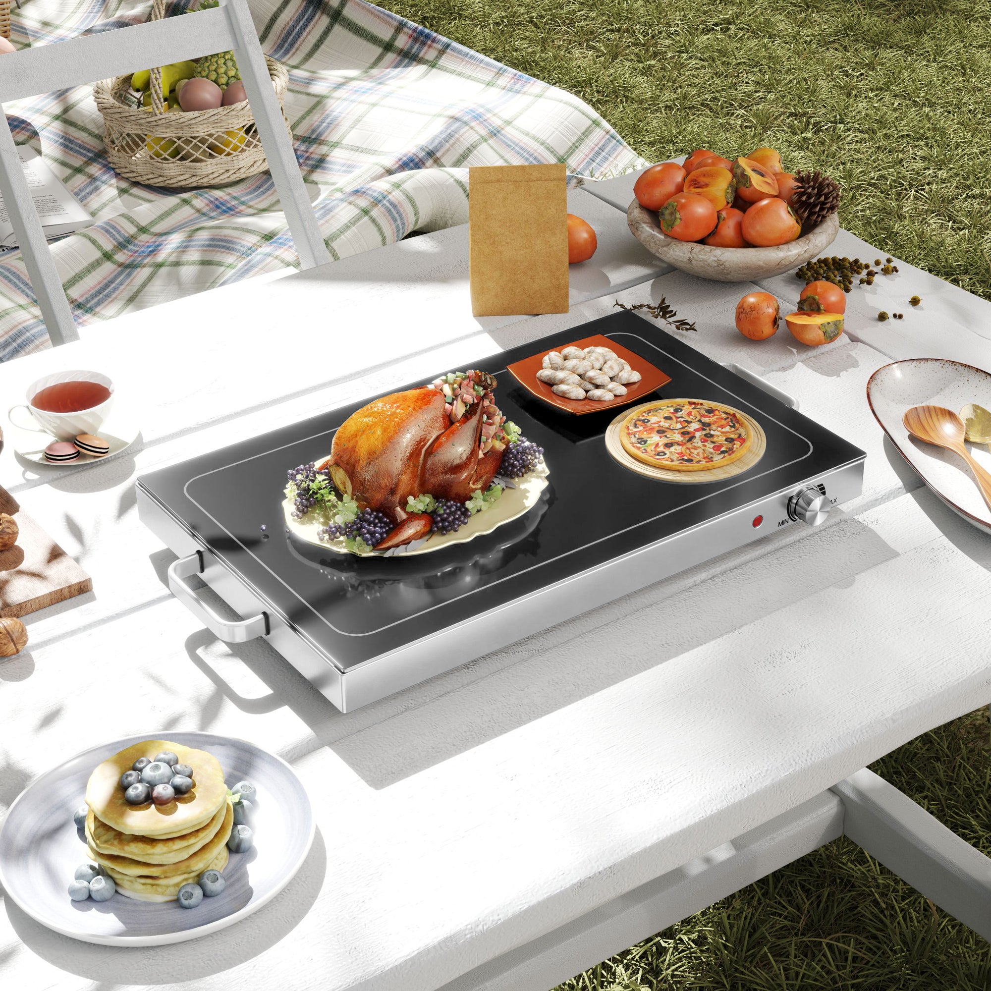 Premium Electric Food Warmer Tray Adjustable Temperature