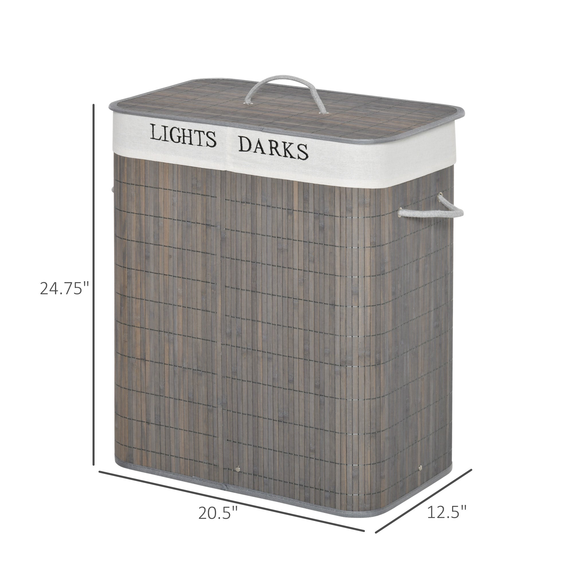Bamboo Laundry Basket with Lid Collapsible Hamper Dual Bags