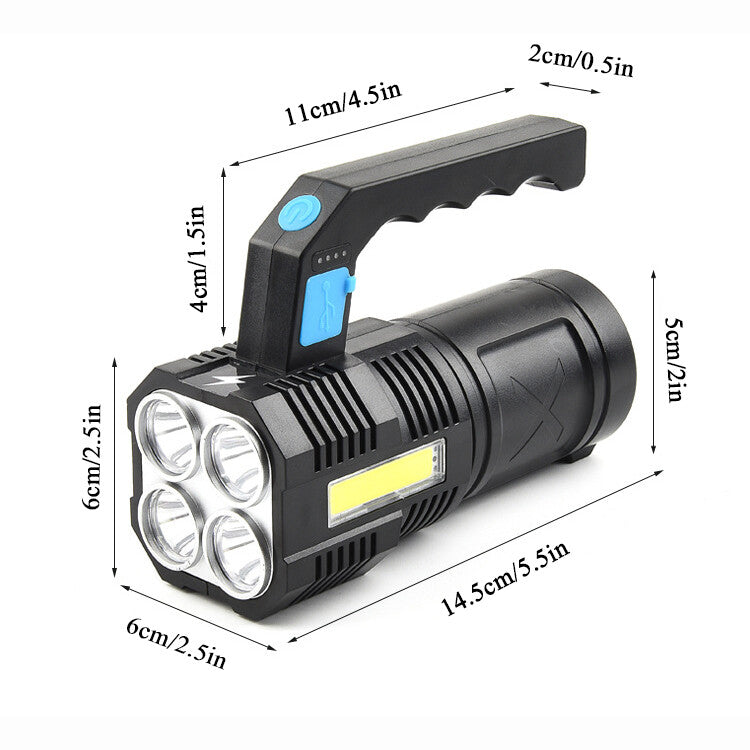 USB Rechargeable LED Flashlight COB Work Light Waterproof Torch