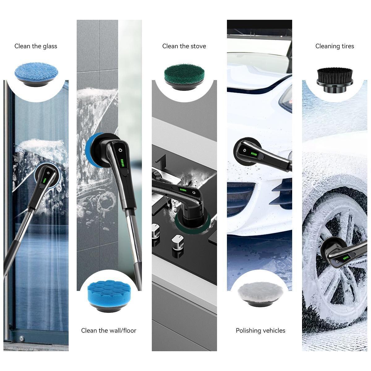 Electric Cleaning Brush with Adjustable Handle and Power