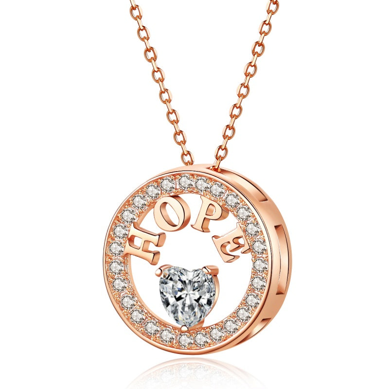 Luxury Hope Pendant Necklace 18K Gold Zircon Silver Jewelry
