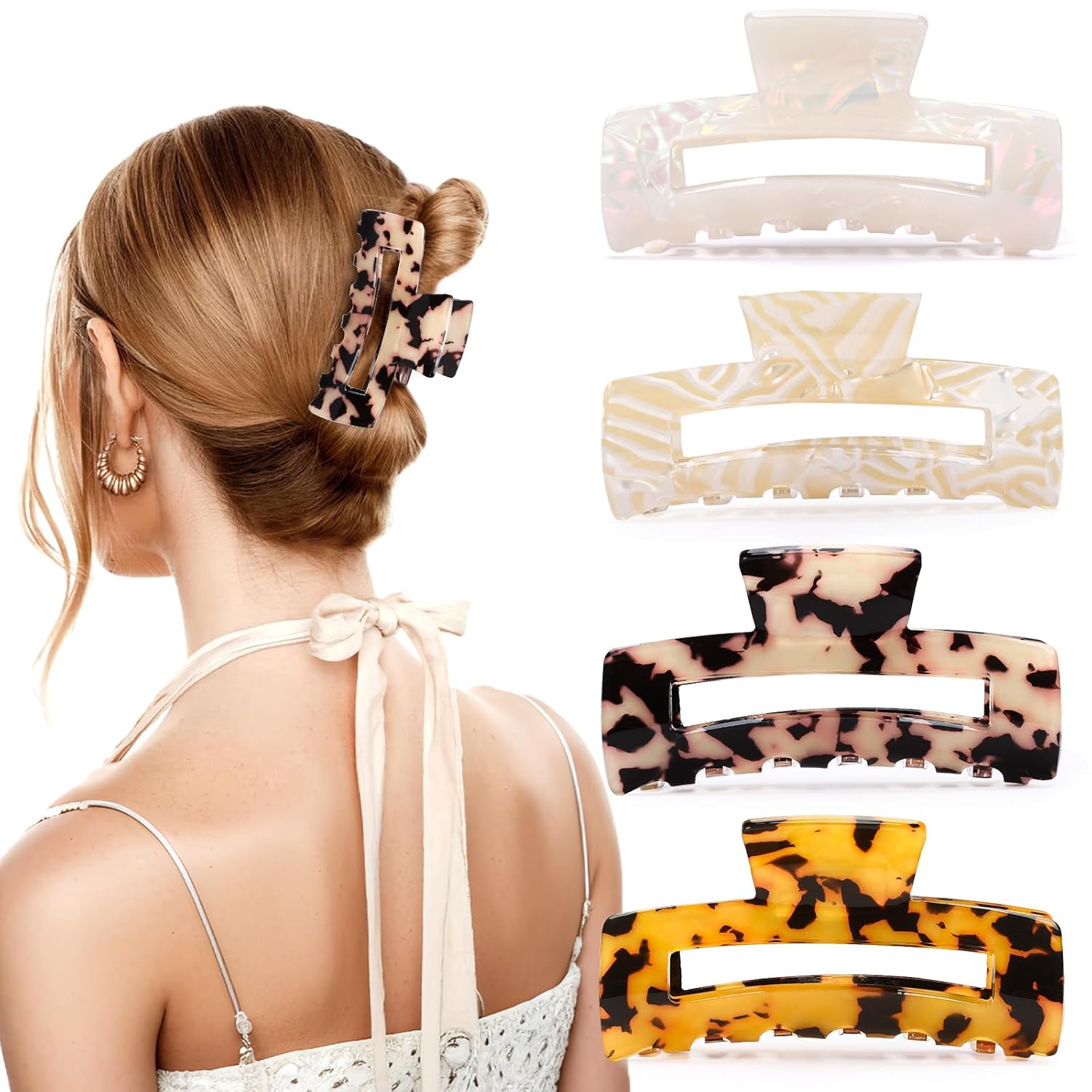 4PCS Tortoise Hair Claw Clips Strong Hold Banana Clips