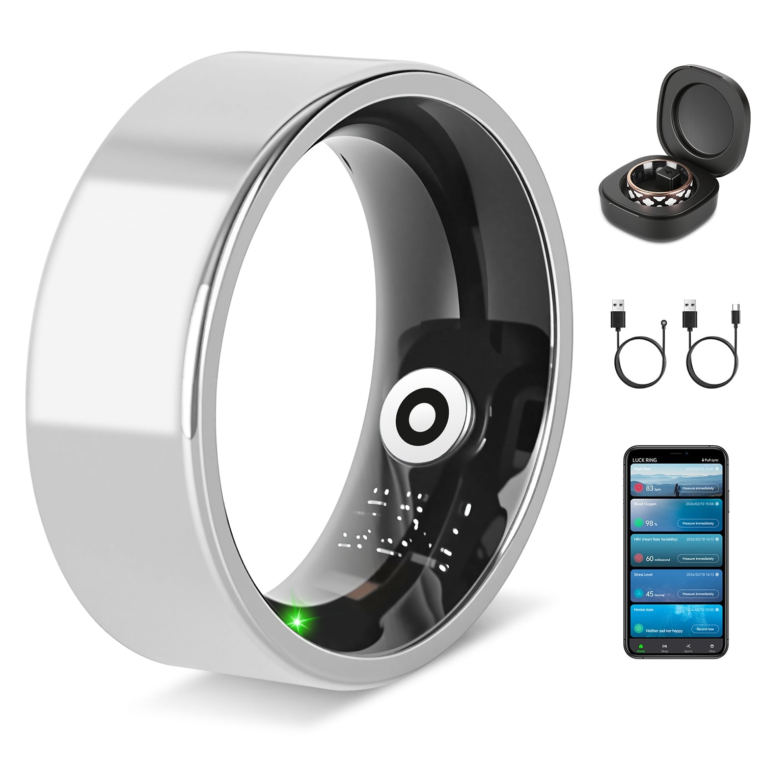 Smart Ring Health Tracker with Sleep, HRV & 7-Day Battery for iOS Android
