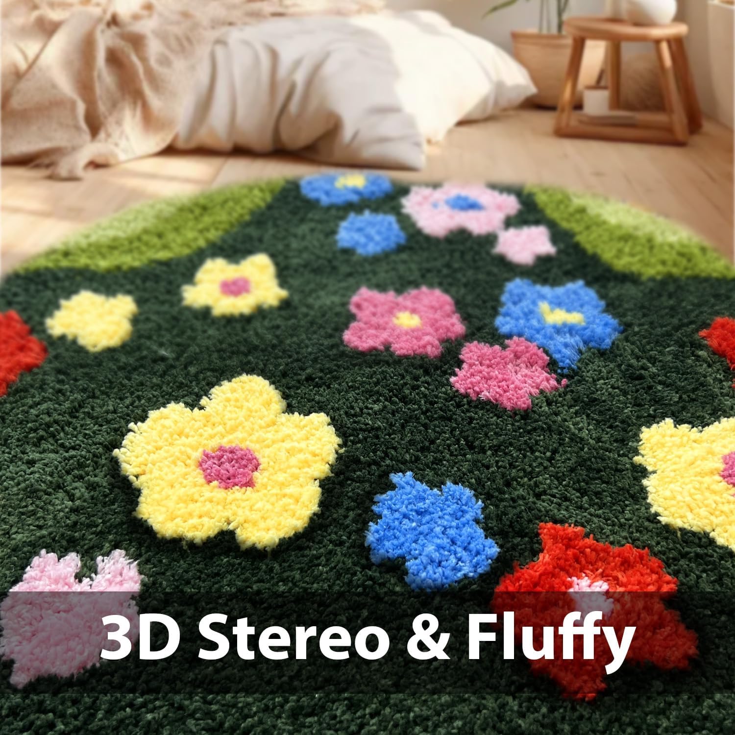 Rainbow Kids Area Rug 2x5FT Non-Slip Soft Nursery Carpet
