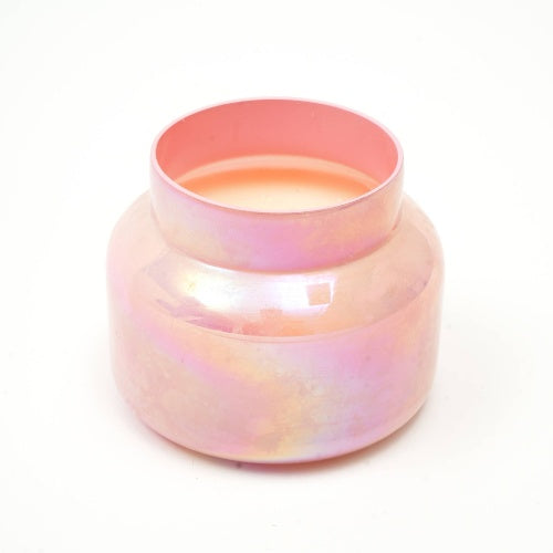 Pink Lustre Scented Candle Jar Elegant Fragrance Decor