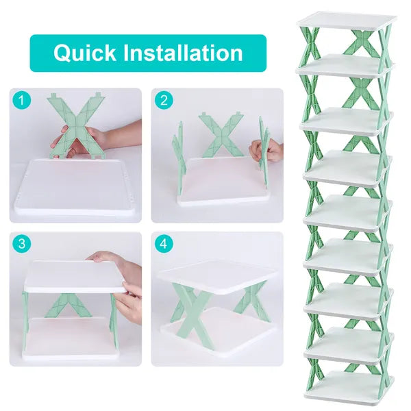 9 Tier Narrow Shoe Rack Vertical Organizer Space Saving Shelf