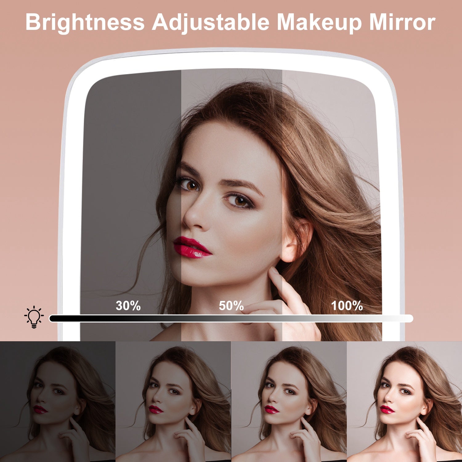 Portable LED Makeup Mirror Dimmable Light Touch Vanity Mirror