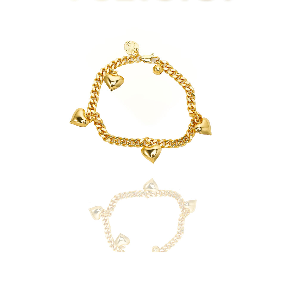Elegant 24K Gold Filled Heart Bracelet for Women Romantic Gift