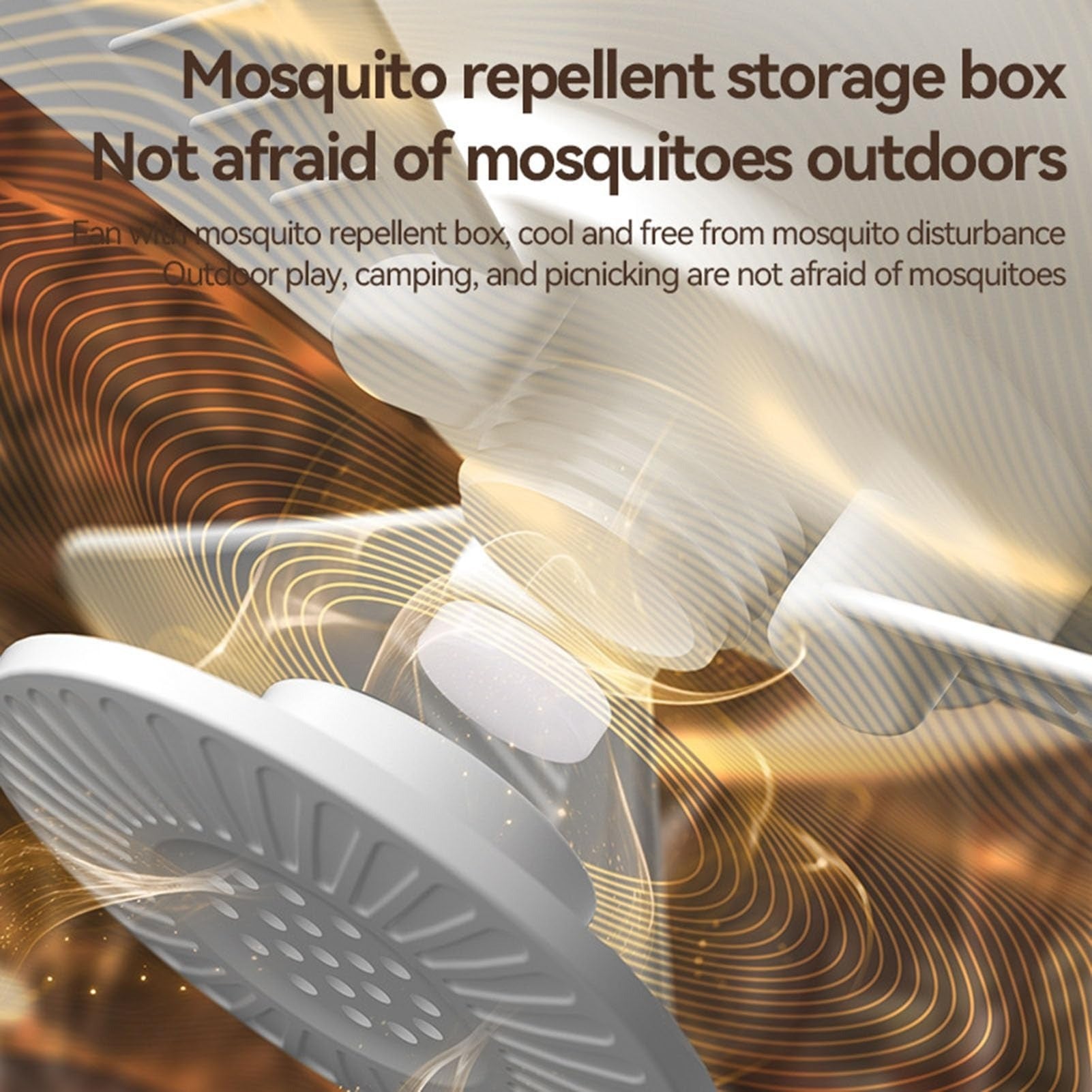 Portable Fan 3600mAh LED Light Mosquito Repellent Remote Control