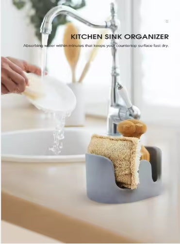 Diatom Mud Sponge Rack Sink Caddy for Kitchen & Bathroom