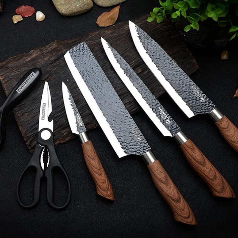 6PCS Kitchen Knife Set Stainless Steel Chef Knives Gift Case
