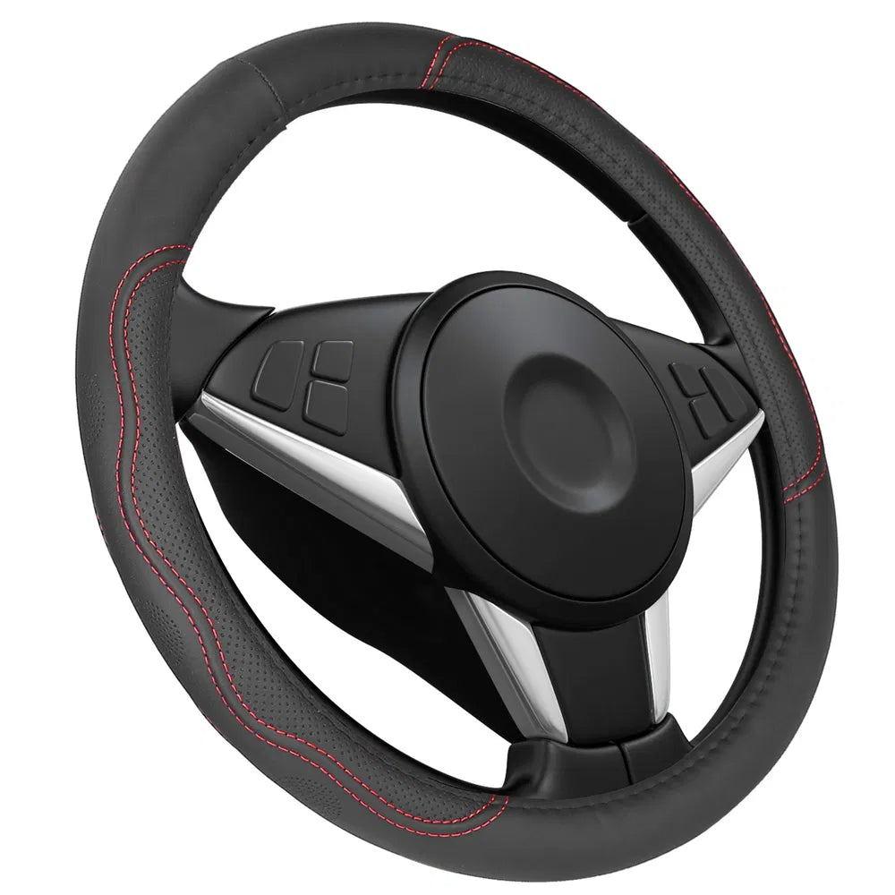 Universal Leather Steering Wheel Cover 14.5–15in Anti-Slip Grip
