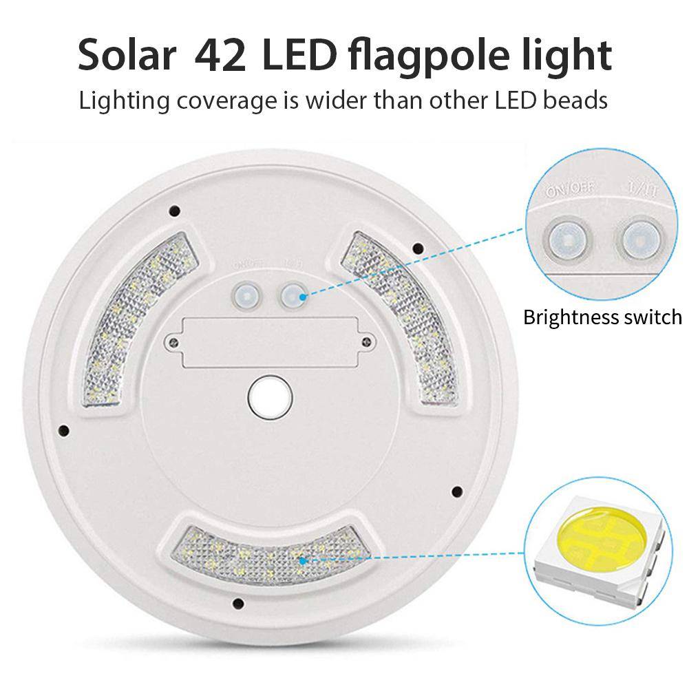 Ultra Bright Solar Flag Pole Light 42 LED Adjustable Outdoor Lamp
