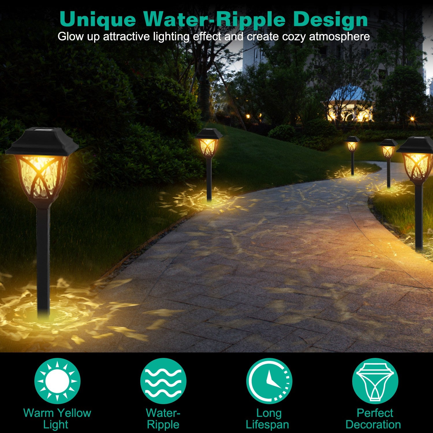 Elegant Solar Garden Stake Lights Waterproof Pathway Decor Glow