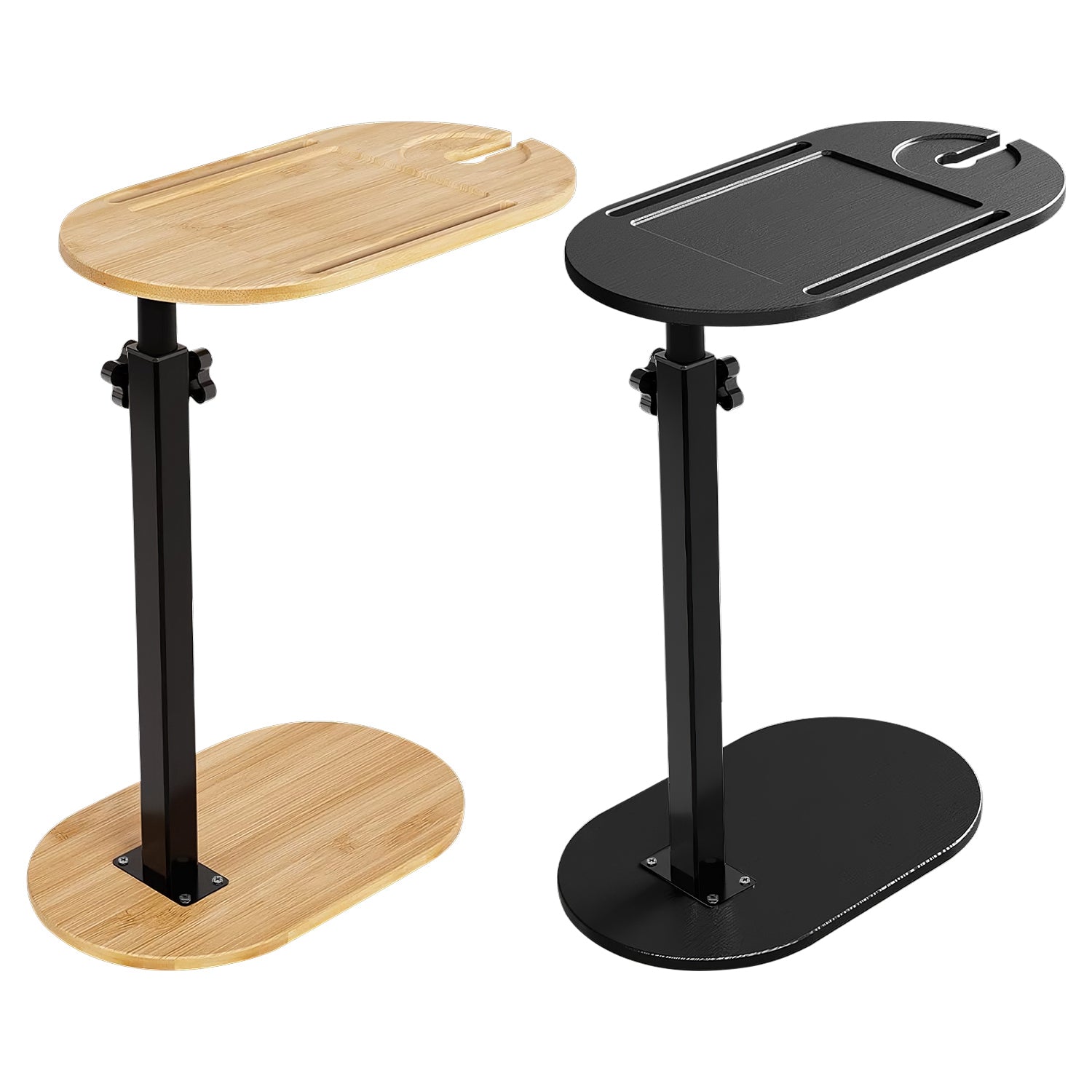 C-Shaped Bathtub Tray Table Adjustable Bamboo Bath Caddy