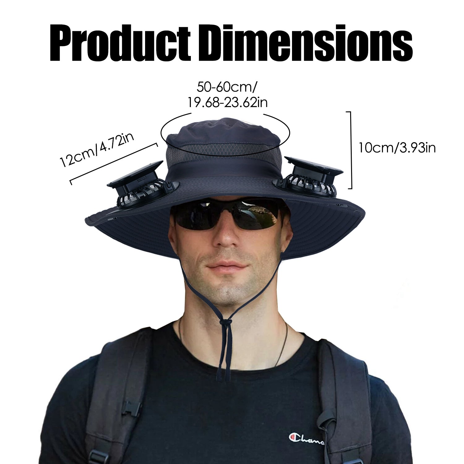 Outdoor Wide Brim Sun Hat with Solar Fans UPF50 Cooling Hat