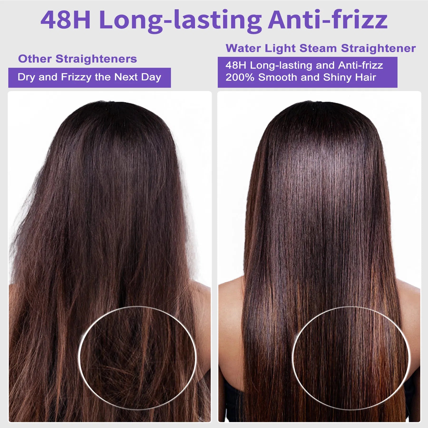 Professional Steam Hair Straightener - Titanium Anti-Frizz Flat Iron