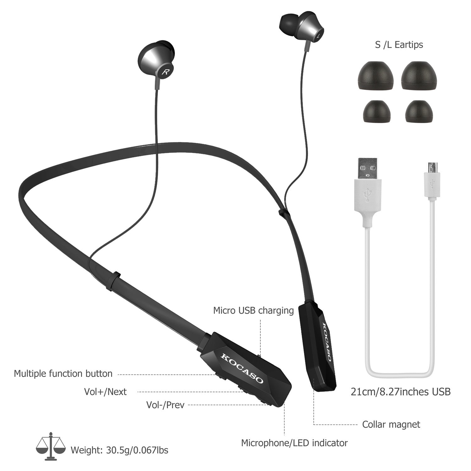 Wireless Neckband Headphones V4.2 Sweatproof Sports Earbuds