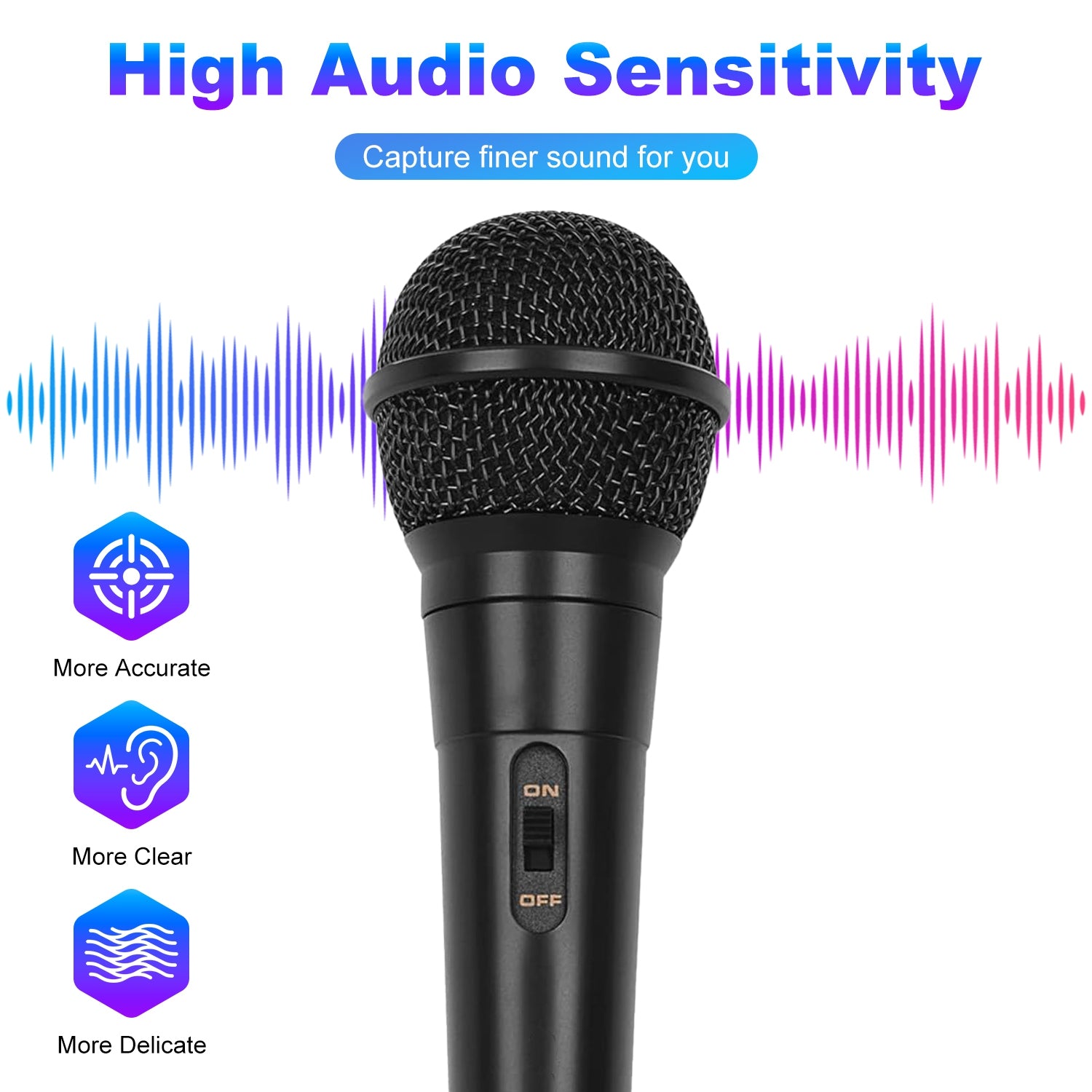 Wired Dynamic Cardioid Microphone 6.35mm Karaoke Studio Mic