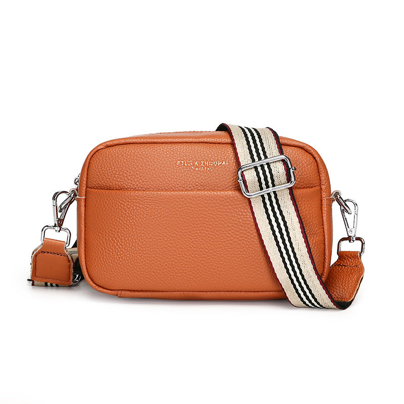 Top Layer Cowhide Small Square Bag Fashion Simple Shoulder Messenger Bag
