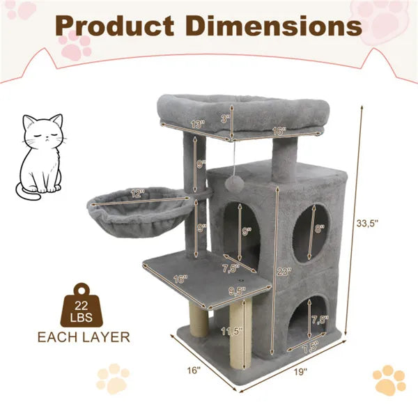 Premium Multi Level Cat Tree with Condo and Scratching Posts