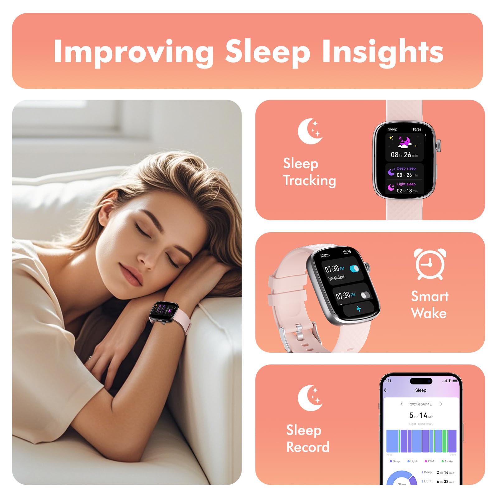 Bluetooth Smart Watch 1.95 HD Heart Rate Sleep Fitness Tracker IP68