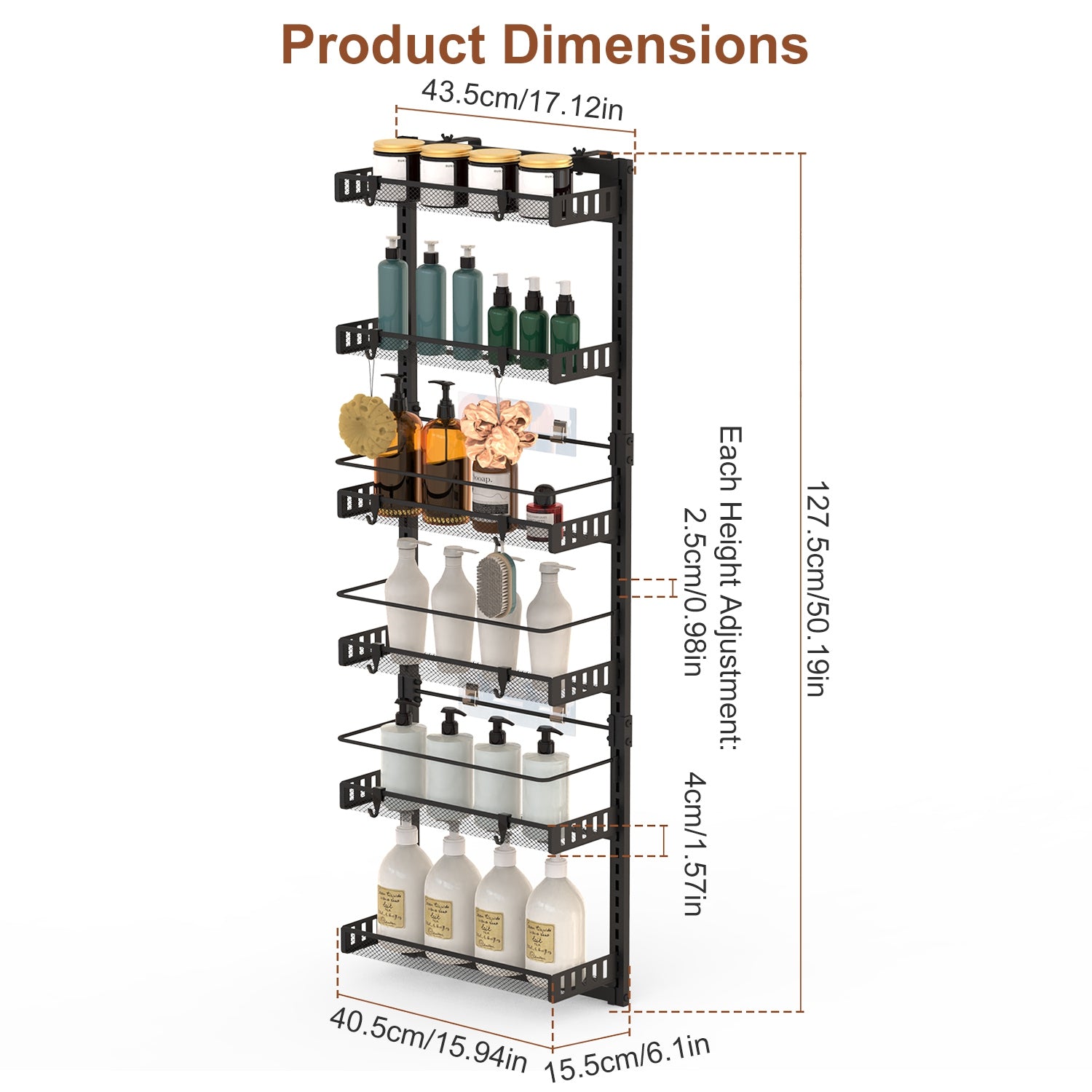 Over Door Pantry Organizer 6 Tier Carbon Steel Storage Rack