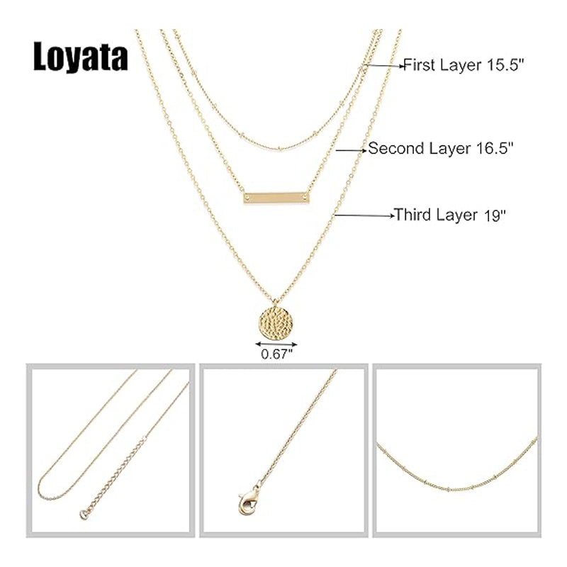 Luxury Layered Gold Choker Necklace Bar Coin Pendant Set
