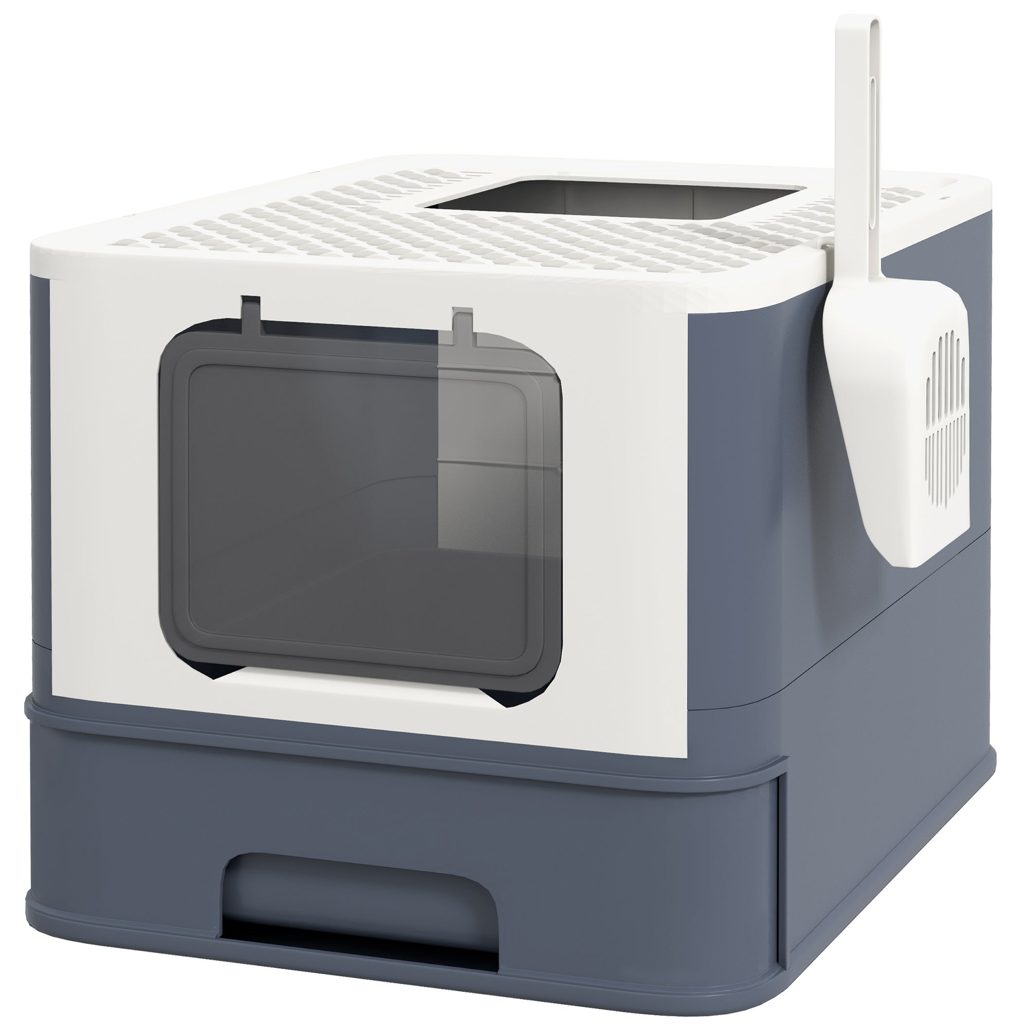 Large Enclosed Cat Litter Box with Lid & Scoop – Front Entry Top Exit Cat Toilet