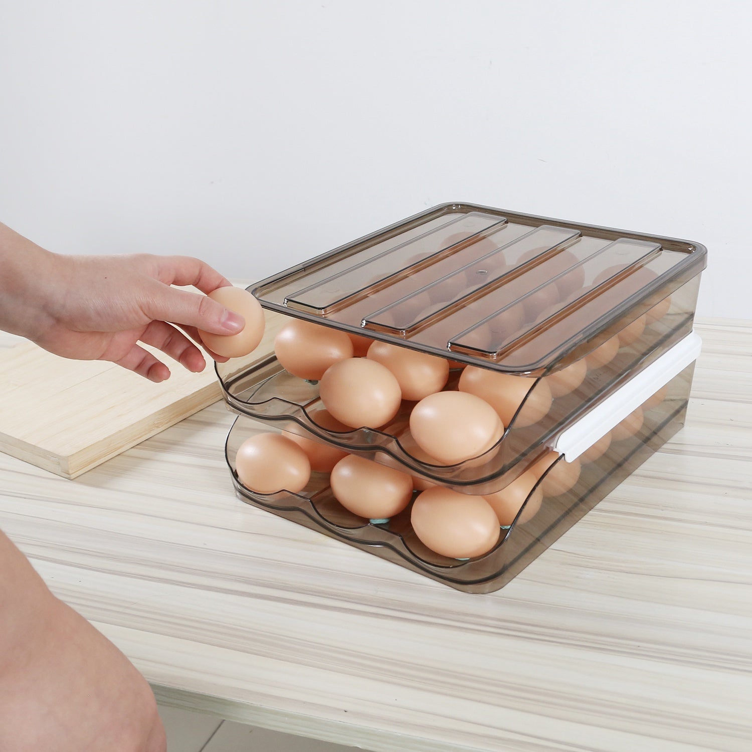 Double Layer Egg Container Holder 36 Eggs Rolling Organizer