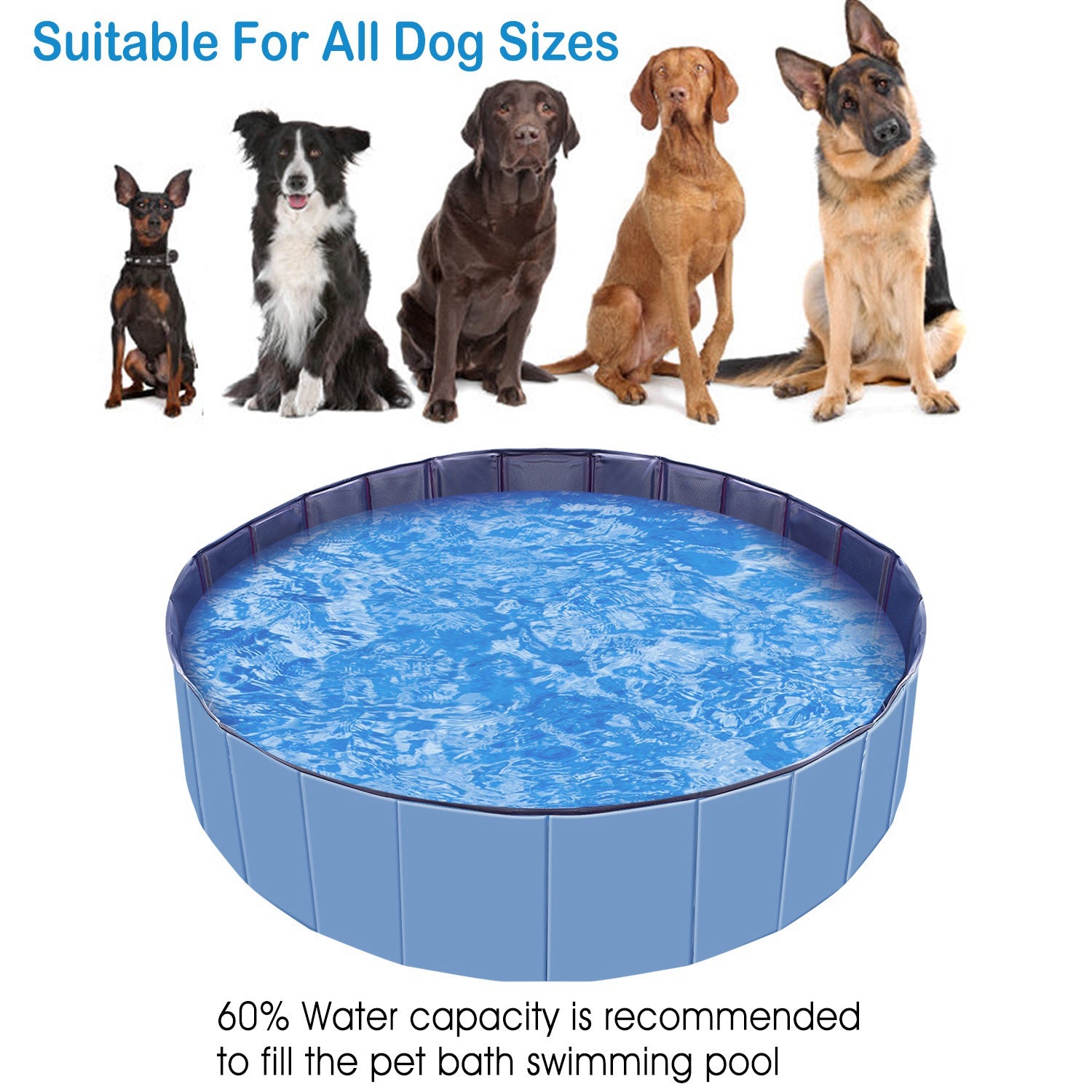 160cm Foldable Pet Swimming Pool PVC Dog Bath Tub Portable Pool