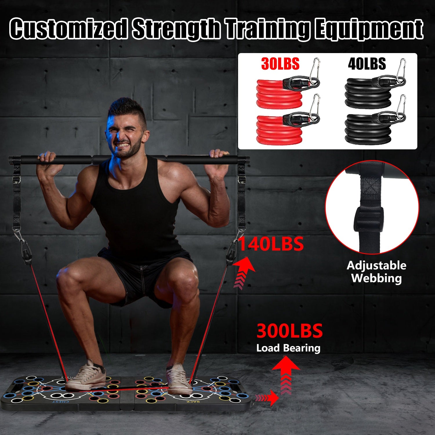 Push Up Board Home Gym Equipment & 15 Fitness Accessories for Full Body Workout