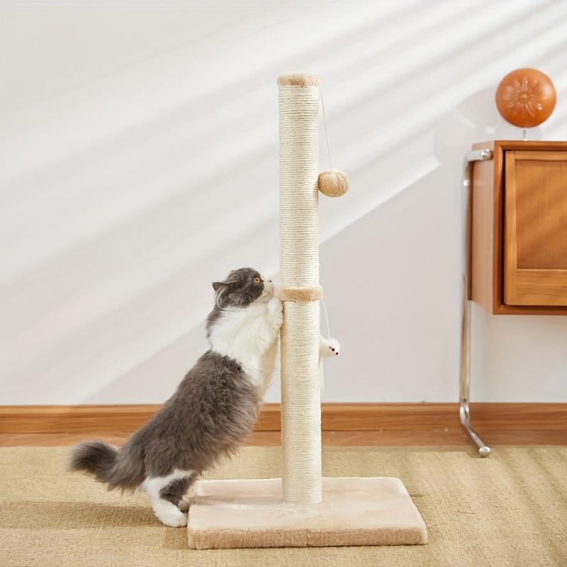 Durable Cat Scratching Post with Sisal Rope and Hanging Ball Toy