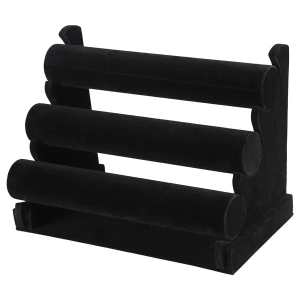 3-Tier Velvet Jewelry Stand Bracelet Watch Display Organizer Rack