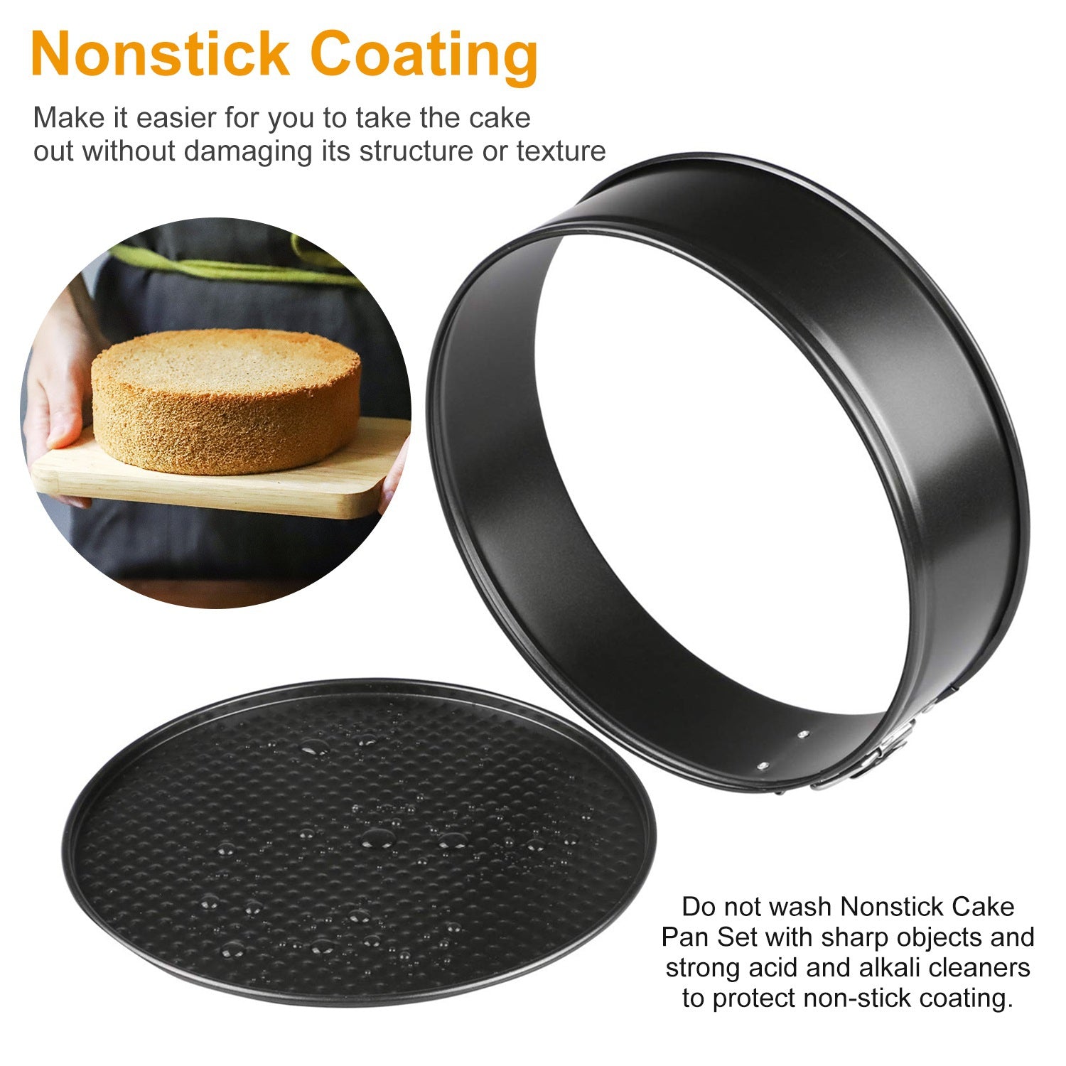 3 Piece Nonstick Springform Cake Pan Set