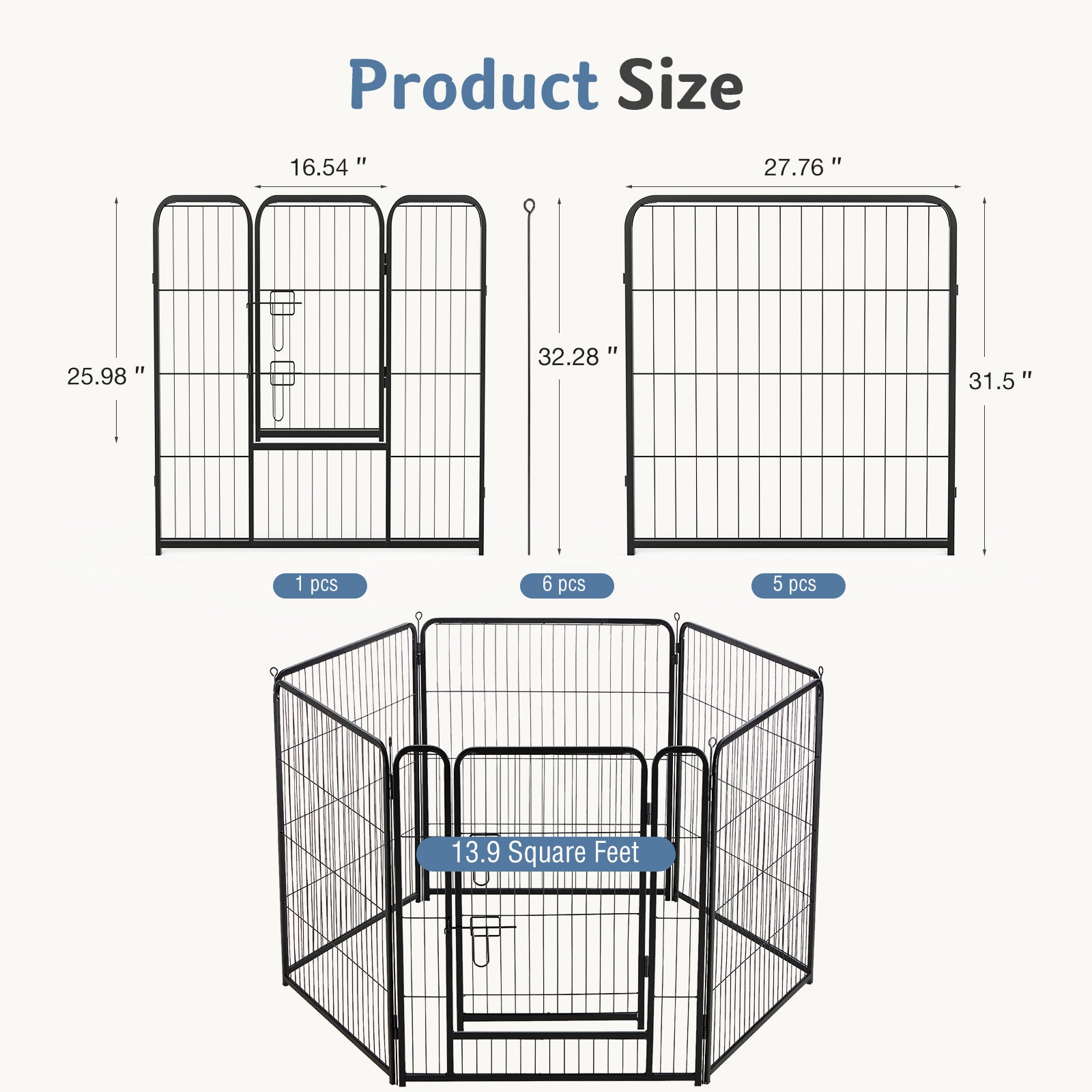 Foldable Metal Pet Fence with Door – Outdoor Exercise Playpen for Small, Medium & Large Dogs