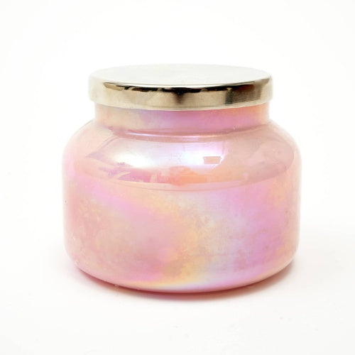 Pink Lustre Scented Candle Jar Elegant Fragrance Decor