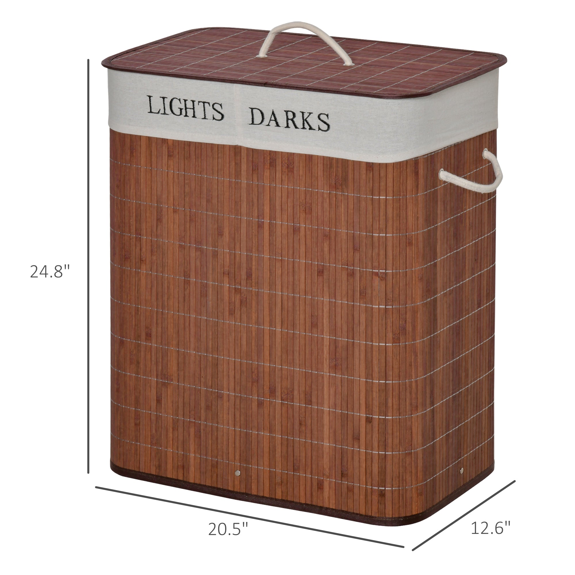 Bamboo Laundry Basket with Lid Collapsible Hamper Dual Bags