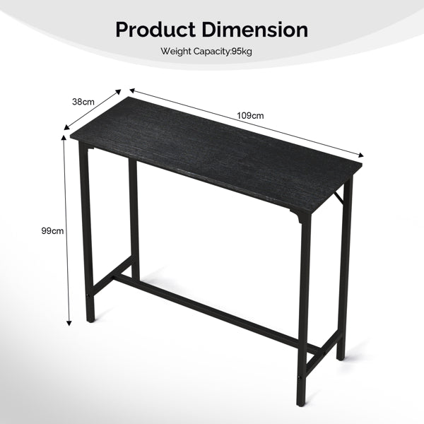 43-Inch Black Bar Table with Metal Frame & 209 Lbs Capacity