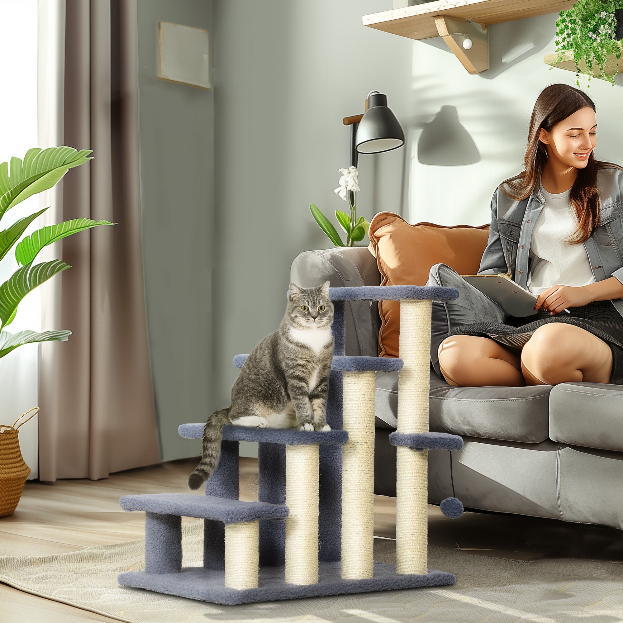Premium Cat Climbing Steps with Scratching Posts
