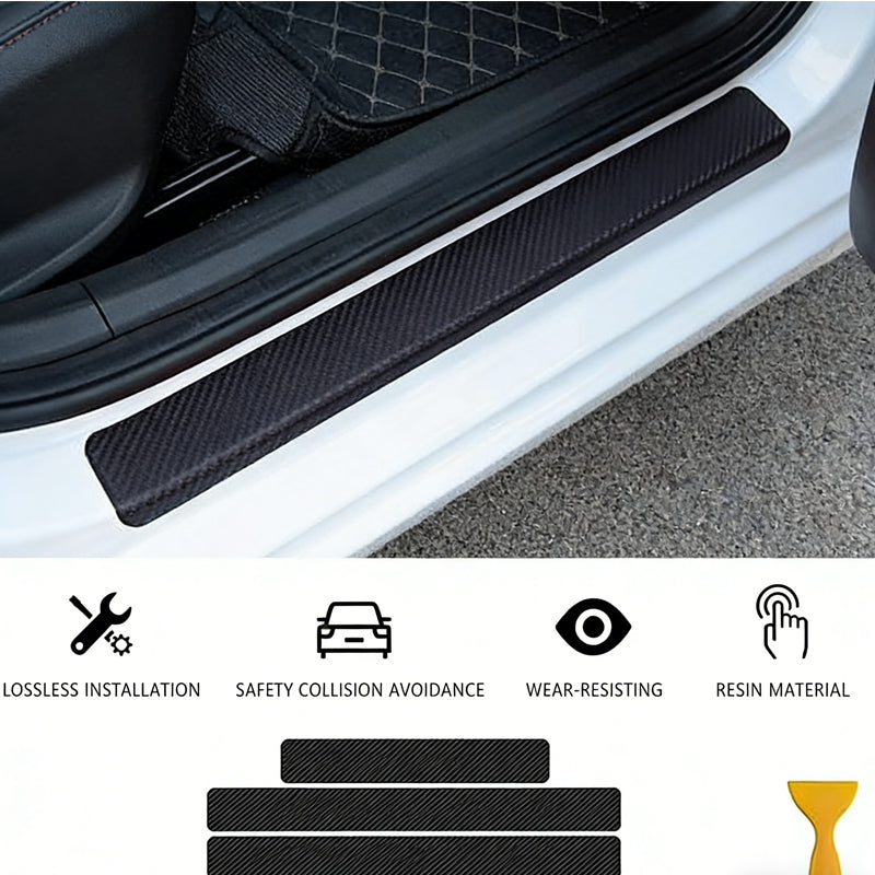 4PCS Carbon Fiber Car Door Sill Protector Scratch Guard