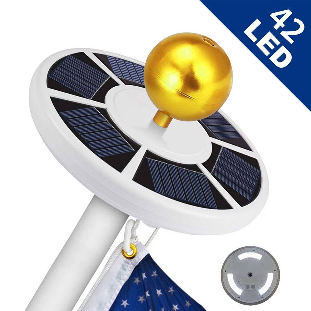 Ultra Bright Solar Flag Pole Light 42 LED Adjustable Outdoor Lamp